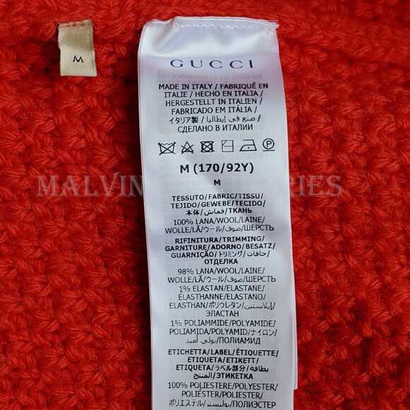 GUCCI SWEATER CABLE KNIT RED WOOL DETACHABLE SLEEVES JUMPER sz M - Picture 13 of 15